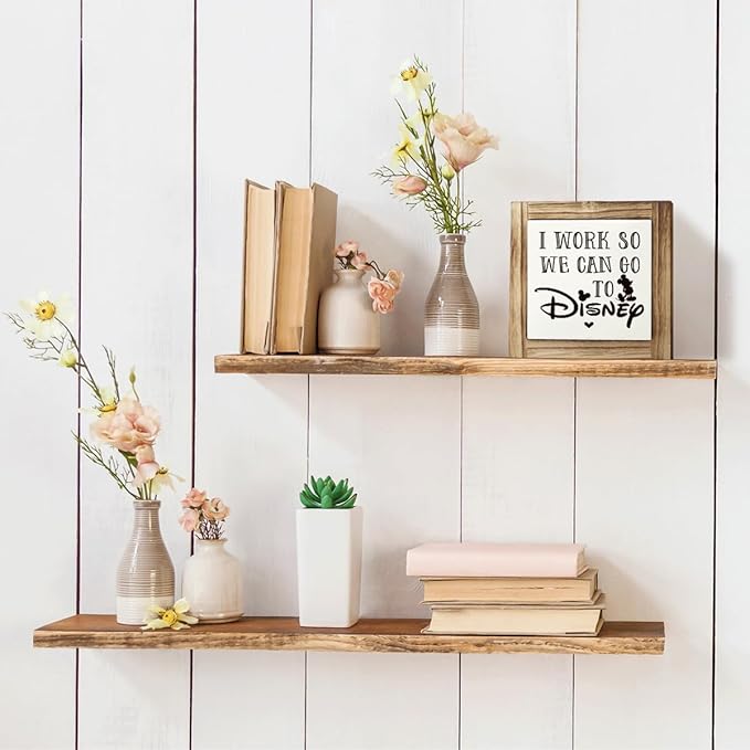 Work Desk Signs, Box Sign Wood Desk Sign Decor, Home Office Tabletop Decors, Work Inspired Wood Sign, Office Gift for Friends Women, Coworker Gift, Decorative Wooden Plaque 5.9×5.9 inches