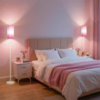 64.6" Floor Lamp, Pole Lamp with Foot Switch, Modern Standing Lamp Shade, Minimalist Freestanding Lamp (Bulb Not Included), for Living Room, Bedroom Office ETL Listed,White and Pink WP07LD05