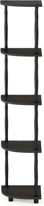 Furinno Turn-N-Tube 5 Tier Corner Display Rack Multipurpose Shelving Unit with Classic Tubes, Espresso/Black (18035EX/BK)