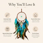 AWLEE Dream Catchers Tree of Life with Handmade Feather Blue Dreamcatcher for Kids Boys Bedroom Wall Hanging Decor Nursery Wall Art Ornament Craft Decoration
