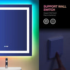 LOAAO 36"X36" LED Bathroom Mirror with Lights, Anti-Fog, Dimmable, RGB Backlit + Front Lighted, Bathroom Vanity Mirror for Wall, Memory Function