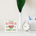 Farmhouse Summer Watermelon Wooden Box Sign Rustic Country Watermelons Box Sign Wood Sign Decor Summer Square Wood Sign Home Kitchen Desk Tabletop Shelf Decor 5 x 5