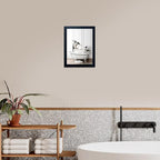 Framed Kids Bathroom Wall Decor Funny Bathroom Wall Art Black and White Canvas Print Cute Penguins in Bathtub Painting Farmhouse Animal Artwork