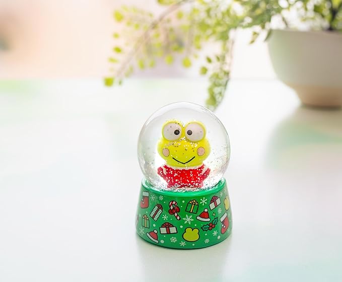 Sanrio Keroppi Holiday Mini Adult Snow Globe with Swirling White Flakes | Collectible Keepsake Display | 3 Inches Tall