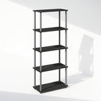 Furinno Turn-N-Tube Book Shelf, 5-Tier Bookshelf, Bookcase with Multipurpose Compact Display Rack, 11.6 x 23.6 x 57.4, for Living Room, Bedroom, Home Office, Black/Grey