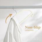 MIZGI 50 Pack Ivory Velvet Hangers - No Shoulder Bumps, Heavy Duty Non-Slip Chrome Hooks for Jackets, Coats, Pants