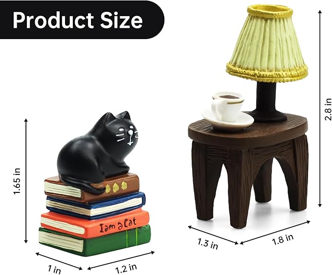 RAQWI Cute Mini Cat on Books Figurine Resin Cat for Office, Home Decoration Perfect Cute Cat Gift for Cat Lovers
