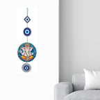 Decorative Bird Mobile Wall Hanging, Colorful Swallow Design with Flowers, Traditional Tattoo Style Art Evil Eye (Ganesh_JI_Hanging_D_2)