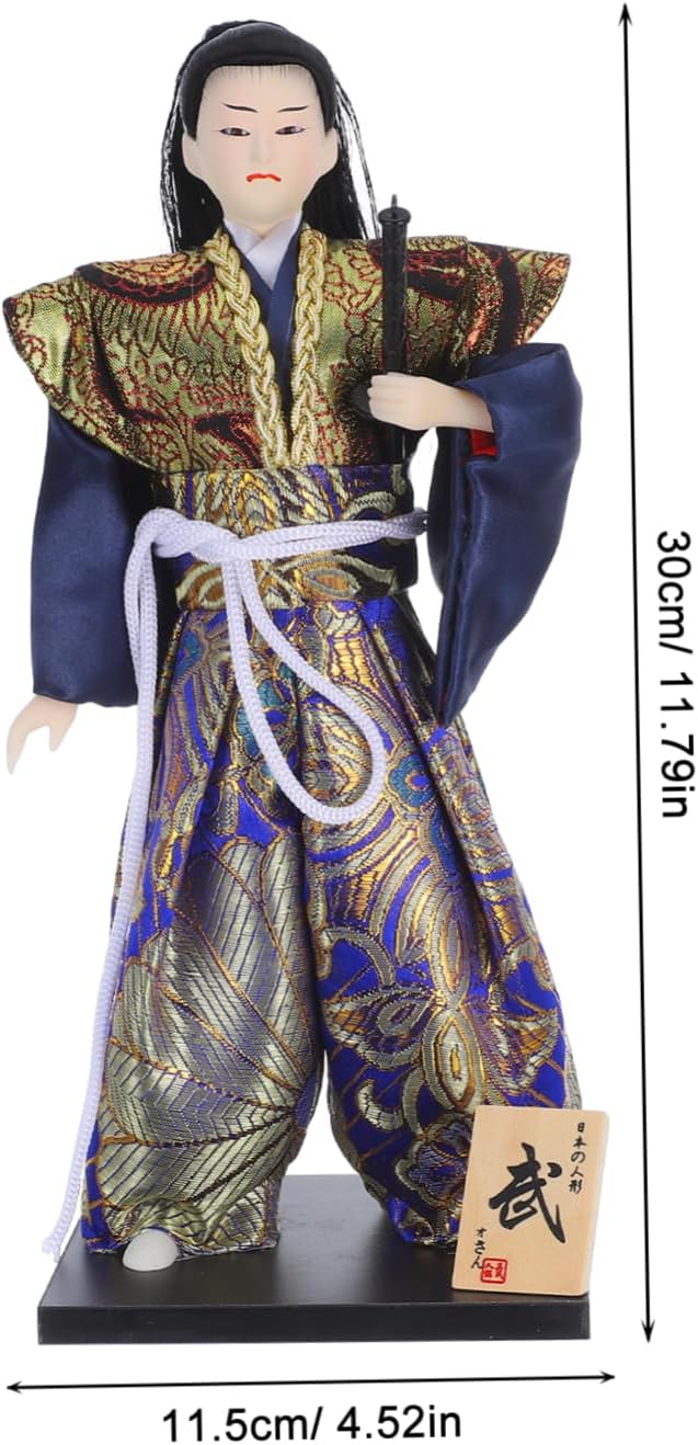 Japanese Samurai Doll 11.81 Inch Traditional Warrior Figurine Asian Collectible Desktop Ornament Japanese Culture Samurai Warrior Shelf Decor