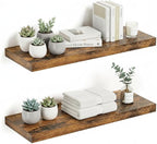 Vivelove Floating Shelves for Wall, 24 inch Wall Shelves for Bathroom Bedroom, Living Room, Kitchen, Office, Rustic Farmhouse Shelf Decor with Invisible Bracket, 24x9x1.6, Set of 2, Rustic Brown
