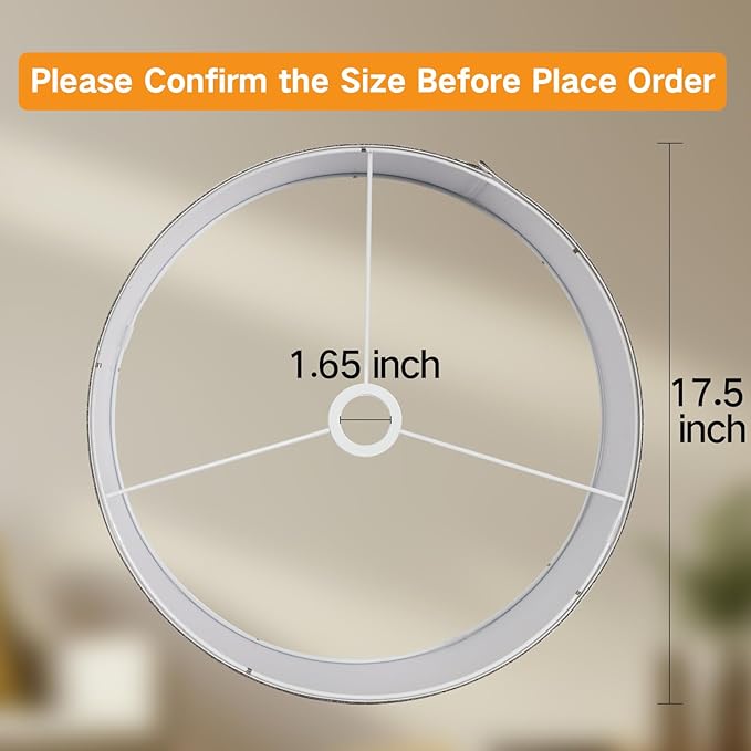 OUTON Grey Large Drum Lamp Shades for Floor Lamps, 16" Top x 16" Bottom x 9" High, Easy to Assemble, Replacement Linen Lampshades for Table Lamps & Bedside Lamps (1.65" Spider)