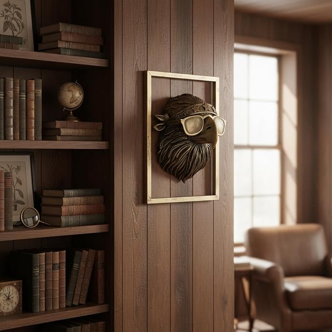 Animal Heads Wall Decor (Includes Metal Frame) 250 anniversary usa merchandise Resin Eagle Patriotic Decoration Wall Hanging 4th of July Decorations Gold vintage Wall Sculpture for Living Room Bedroom Office(Eagle)