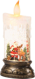 Eldnacele Christmas Music Snow Globe Lantern with 6H Timer, Battery Operated & USB Powered Lighted Santa Claus Reindeer Singing Snow Globe Candle Lamp Spinning Water Glitters Holiday Decor