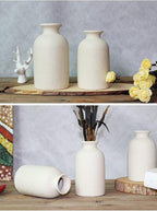 Hirdbrote Small Ceramic Vases for Decor 2-Piece, Flower Vase Vintage Decor Modern Farmhouse Rustic Home Decor, Wedding Centerpiece, Farmhouse Kitchen (5.5”& 4.7” Tall) (Beige & Black dot)