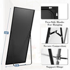 DUMOS 19"x58" Full Length Mirror with Stand, Floor Standing Aluminum Frame, Shatter-Proof Nano Glass for Bedroom, Living Room, Cloakroom – Modern Simple Home Decor,Can Be Hanging or Leaning, Black