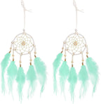 uxcell 2pcs Dream Catchers, Small Handmade Feather Dreamcatcher Supplies Car Charm with Crystal Beads Wall Hanging Decor for Home Car Decoration Ornament Women Friend Gift, Green