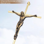 ACHIBANG Gold Crucifix Wall Cross - 10" Catholic Metal Cross with Jesus & INRI, Faith Decor for Wall or Door Display