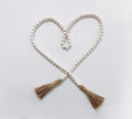 Rool 58in Wood Bead Garland Modern Farmhouse Decor Garland Boho Prayer Beads Neutral Home Decor Wood Beads with Tassels (Natural)