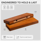 Homeforia 18 inch Floating Shelf Oak, High End Solid Real Wood 18inch Long Floating Shelves for Wall Mounted, Honey Oak Wooden 18in Floating Shelves, Heavy Duty Bracket, 18 X 6.5 X 1.75 inch, Set of 3