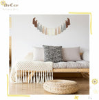 DrCor Neutral Boho Tassel Garland – Handmade Cream, Brown & Gray Yarn Banner for Nursery, Baby Shower, Birthday Party, Rustic Farmhouse Wall Hanging & Warm Cozy Home Decor