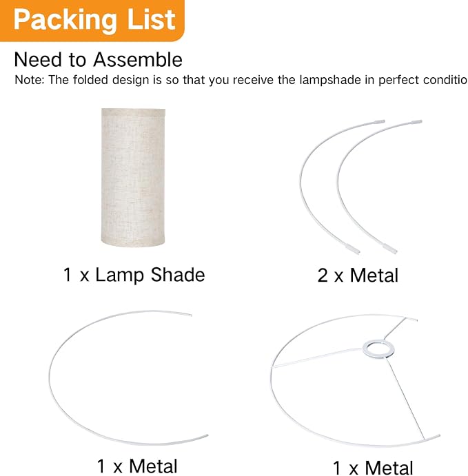 OUTON Beige Large Drum Lamp Shades for Floor Lamps, 16" Top x16" Bottom x 9" High, Easy to Assemble, Replacement Linen Lampshades for Table Lamps & Bedside Lamps (1.65" Spider)