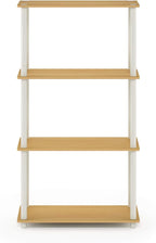 Furinno (99557BE/WH) Turn-N-Tube 4-Tier Multipurpose Shelf Display Rack - Beech/White