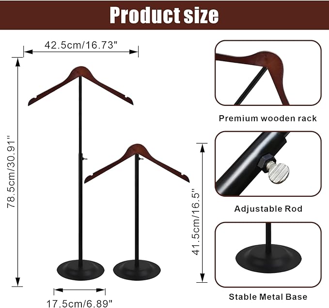 Eunika 2 Pack Adjustable T Shirt Display Flexible Shoulder Stand, 16-31 Inch Portable Metal Shirt Rack Display Stand Garment Coat Holder for Clothing Garment Coat Retail Vendor, Cloakroom