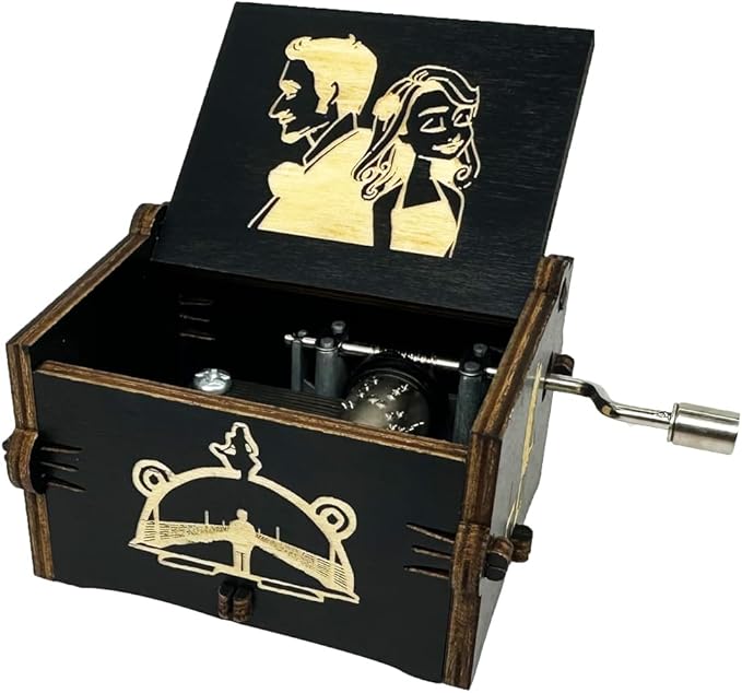 Youtang Lalaland Music Box Hand Crank Musical Box Carved Wooden,Play (Lalaland Theme, Black)