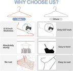 20 Pack Rose Gold Metal Hangers with Notches for Standard Suits Hangers for Shirts, Coats, Pants, Heavy-Duty & Space-Saving