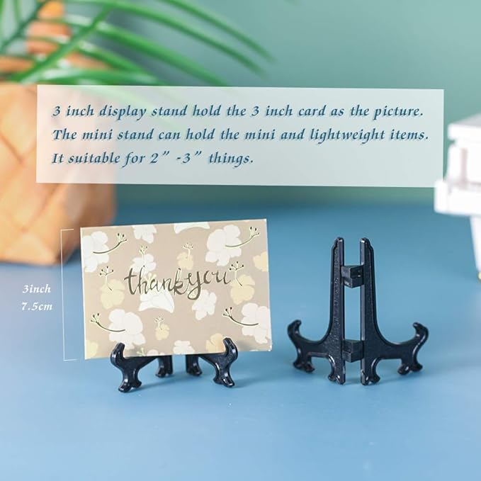 Artliving 3" Black Plastic Stand Cookie Holder Display Stand Place Card Holder Display Easels at Weddings, Birthday Party(24 Pack)