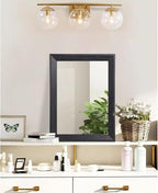 AAZZKANG Wall Mirror Black Rectangle Mirrors for Wall with Wood Framed Decorative for Bedroom Bathroom Living Room Farmhouse Entryway Hanging Small