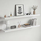 Homeforia White Floating Shelf 48 inches, High End Solid Real Wood 48inch Long Floating Shelves for Wall Mounted, White Wooden 48in Floating Shelves, Heavy Duty Bracket, 48 X 6.5 X 1.75 inch, Set of 2