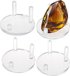 Hipiwe Clear Acrylic Display Stand - Three-Peg Display Easel Stands for Fossil Coral Geodes Rock Mineral Agate,Large Crystal Display Stand with Round Base, Set of 4