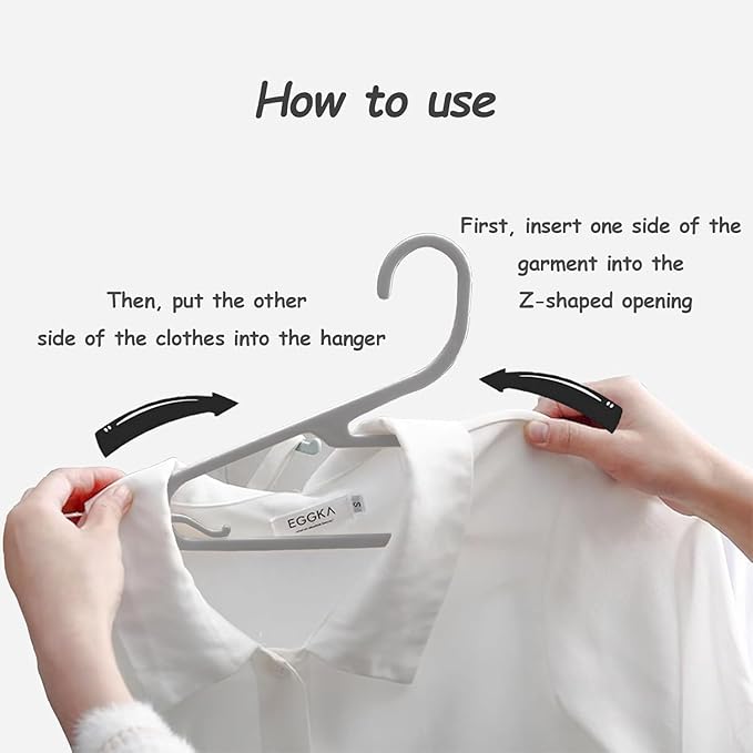 Clothes Hangers 16.5", Blouse Hanger with Z-Shape Opening, Short Neck Hangers for Closet, Coat Hanger for Adults Suit, Hoodies, Shirts, Jacket, Plastic Shirt Hangar for Men Grey, 20 Pack