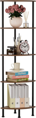 5-Tier Corner Shelf Stand, 52" Industrial Corner Display Rack for Living Room, Bookshelf, Tall Display Shelf, Plant Stand, Storage Standing Shelf for Bedroom, Bathroom, Kitchen, Brown