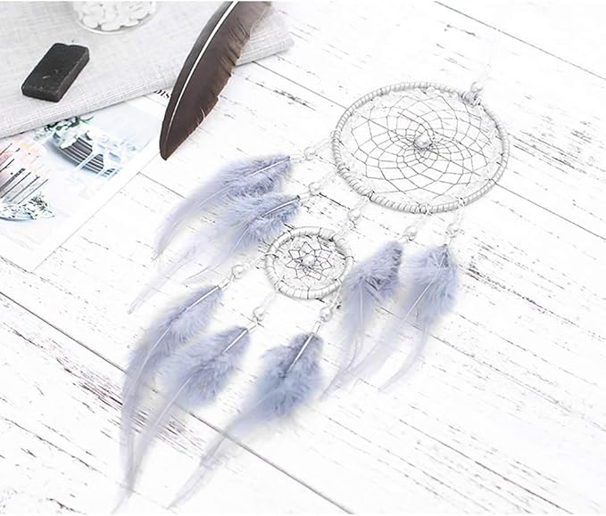 DIY Dream Catcher Making Kit, Macrame Dream Catcher Craft Supplies for Kids Bedroom Wall Decor Nursery Baby Room Hanging Wedding Ornaments Party Handmade Gift (Grey)