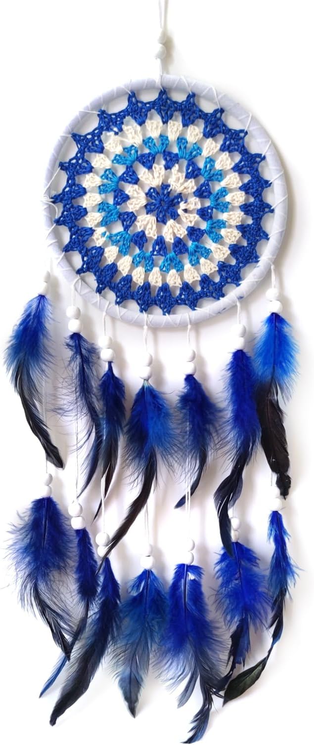 Blue Dream Catcher Feather Dream Catchers Wall Decor Handmade Dreamcatcher Wall Hanging Ornament for Bedroom Living Room Home Decor