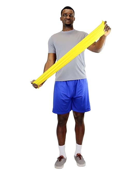 CanDo Singles Low Powder Exercise Band, 4-foot singles, Yellow: X-Light (40 count)