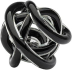 Torre & Tagus Orbit Hand Blown Glass Infinity Knot Sculpture - 3 Inch Glass Art Black Knot Decor Ball for Home Decor, Small Centerpiece Table Decoration for Home Interior (Solid Black)