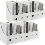 Geyee 12 Pack Magazine File Holder Plastic Desk Organizer Magazine Holder Storage Heavy Duty File Boxes for Home Storage and Office Organization(White)