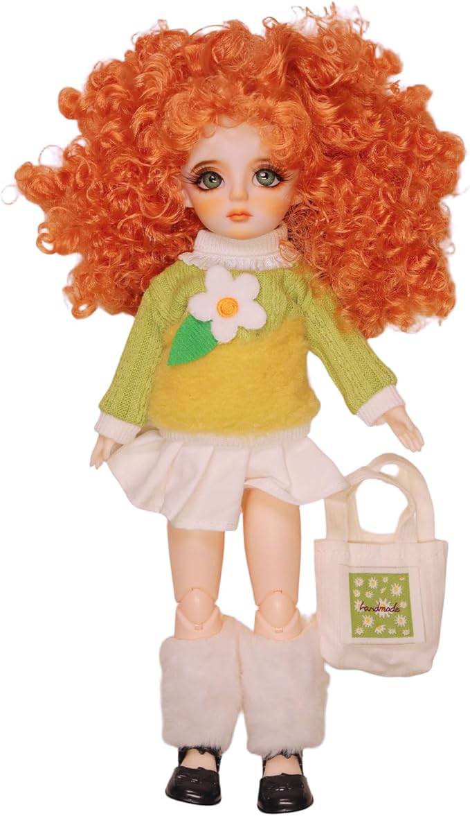 Original 1/6 Scale Anime Doll with Hand-Painted Face, Unique Cute Collectible Ball-Jointed Doll with Removable Outfit, 30cm Art Figure for Christmas & Birthday Gifts (Poppy)