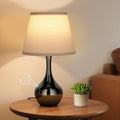 Seealle Touch Table Lamp for Bedroom, 3-Way Dimmable Small Bedside Lamps for Night Stands with Wires, Gloss Black Desk Lamp for Kids Room, Office, Living Room, End Table(LED Bulb Included)