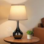 Seealle Touch Table Lamp for Bedroom, 3-Way Dimmable Small Bedside Lamps for Night Stands with Wires, Gloss Black Desk Lamp for Kids Room, Office, Living Room, End Table(LED Bulb Included)