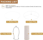 Lampshades Set of 2, Drum Lampshades 11.6" Top x 12.6" Bottom x 9.8" High, Seaside village Medium Lampshades (Spider Fitter), Beige Lampshades Natural Linen Hand Crafted, Easy Assembly Required