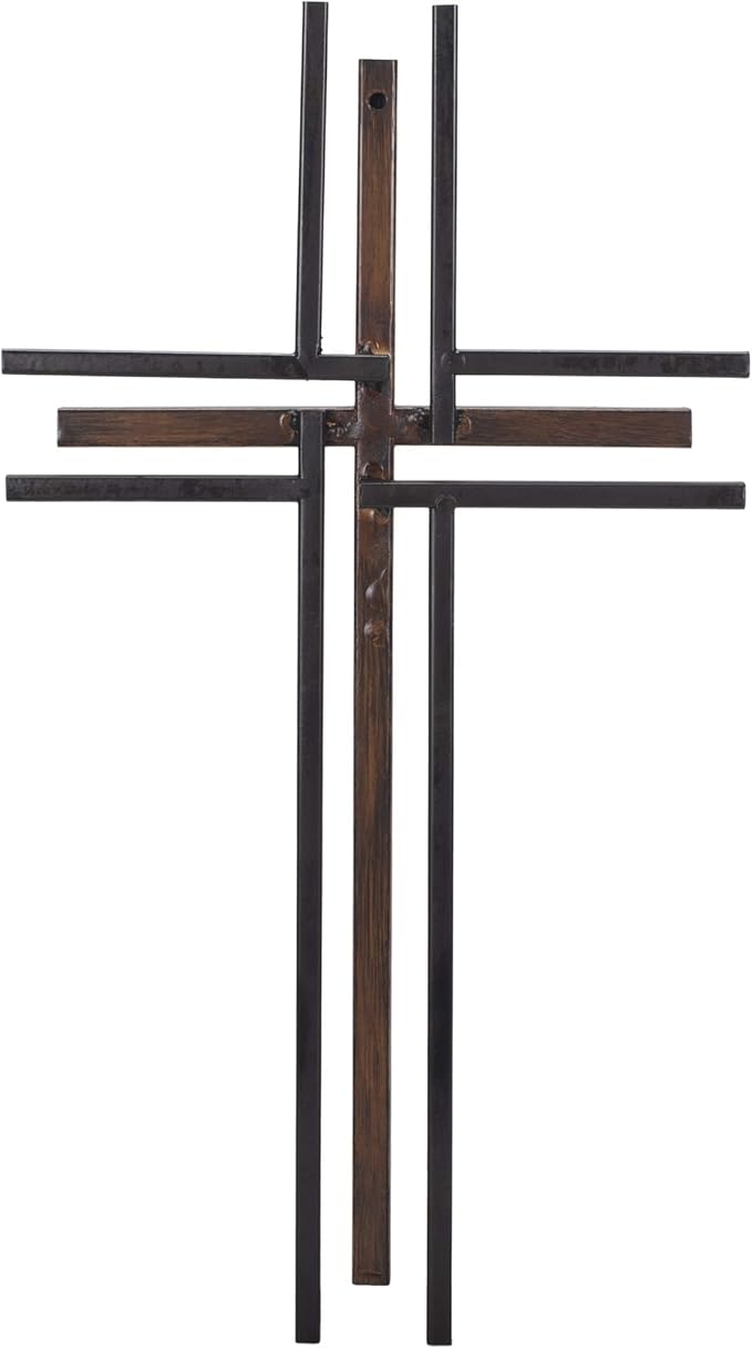 Dicksons Galvanized Look Double Layer 16 inch Decorative Metal Decorative Hanging Wall Cross