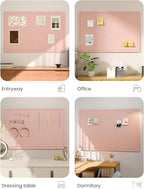 Fluxynara Bulletin Board,35.4" x 23.6" Cork Board Alternative with 12 Safe Removable Adhesive Tabs, Foldable Felt Pin Board for Home Office, Classroom, Bedroom,Entryway for Walls—Pink
