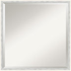 Amanti Art White Wall Mirror 21x21 Paige White Silver Square Bathroom Mirror for Wall Decor Living Room, Medium Modern Wood Frame, Hangs Horizonally and Vertically, Bathroom Decor, Beveled Edge
