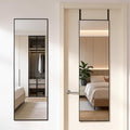 DUMOS 47x14 Inch Full Length Mirror Over the Door, Wall Mounted Full Body Mirror, Door Hanging Metal Aluminum Alloy Frame Dressing Mirrors for Bedroom, Living Room, Entryway, Black