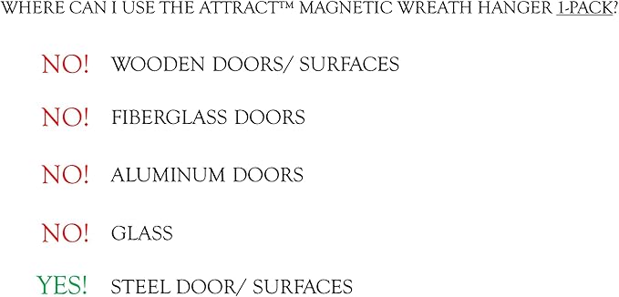 Haute Decor Attract Pinch-Free Magnetic Wreath Hanger (Silver) - 1 Pack - Magnetic Hook for Metal Doors and Surfaces