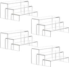 ANDGOO 12 Pack Large Acrylic Risers, 4 Set(11.2”L~11.6”L~12”L) Clear Rectangular Stands for Display, Tiered Acrylic Shelves for Decor, Collectibles, Dessert Table, Retail Display Shelf Showcases